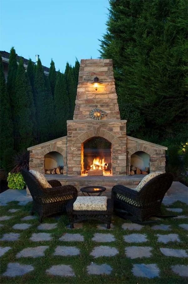 Backyard Fireplace Design