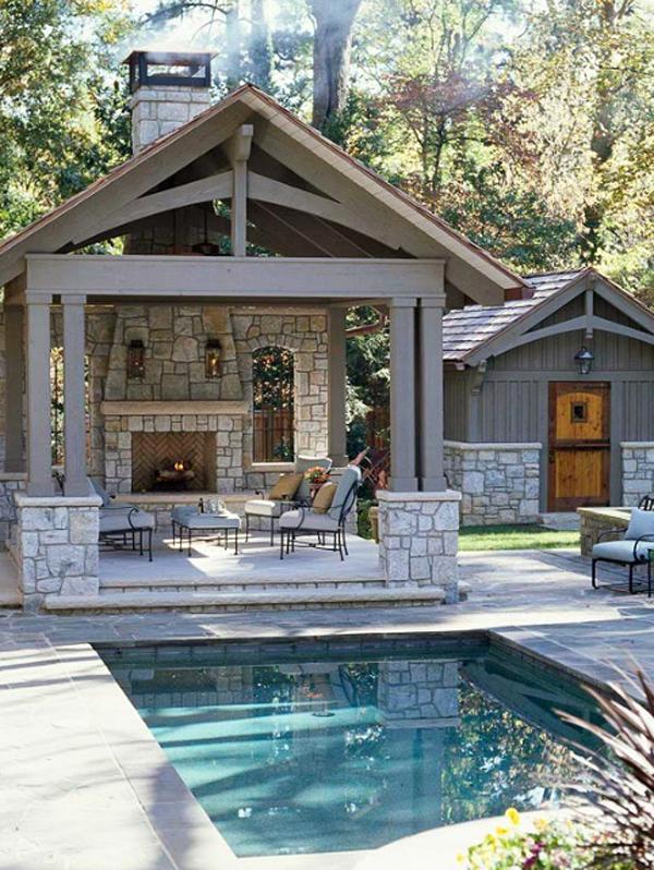 Modern Outdoor Backyard Fireplace