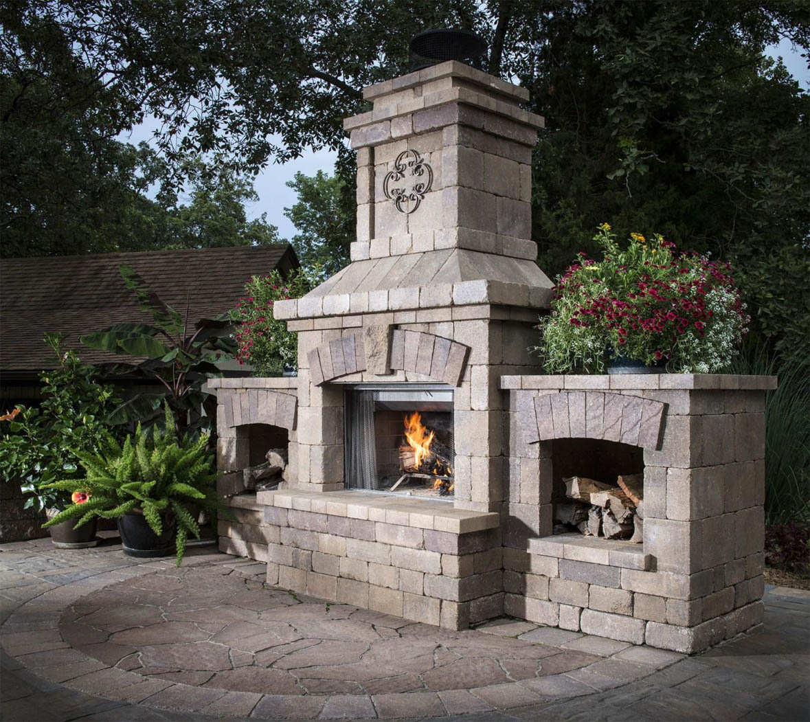 Outdoor Stone Fireplace