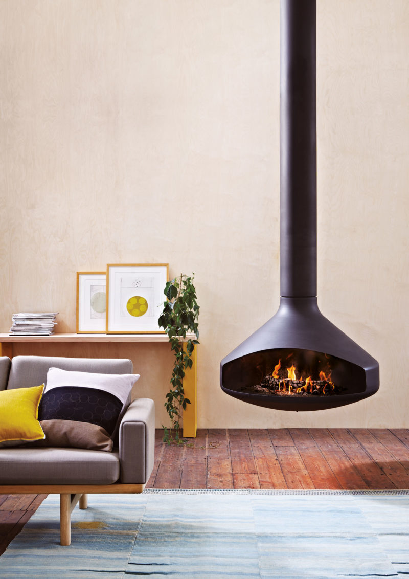 Round Flame Hanging Fireplace