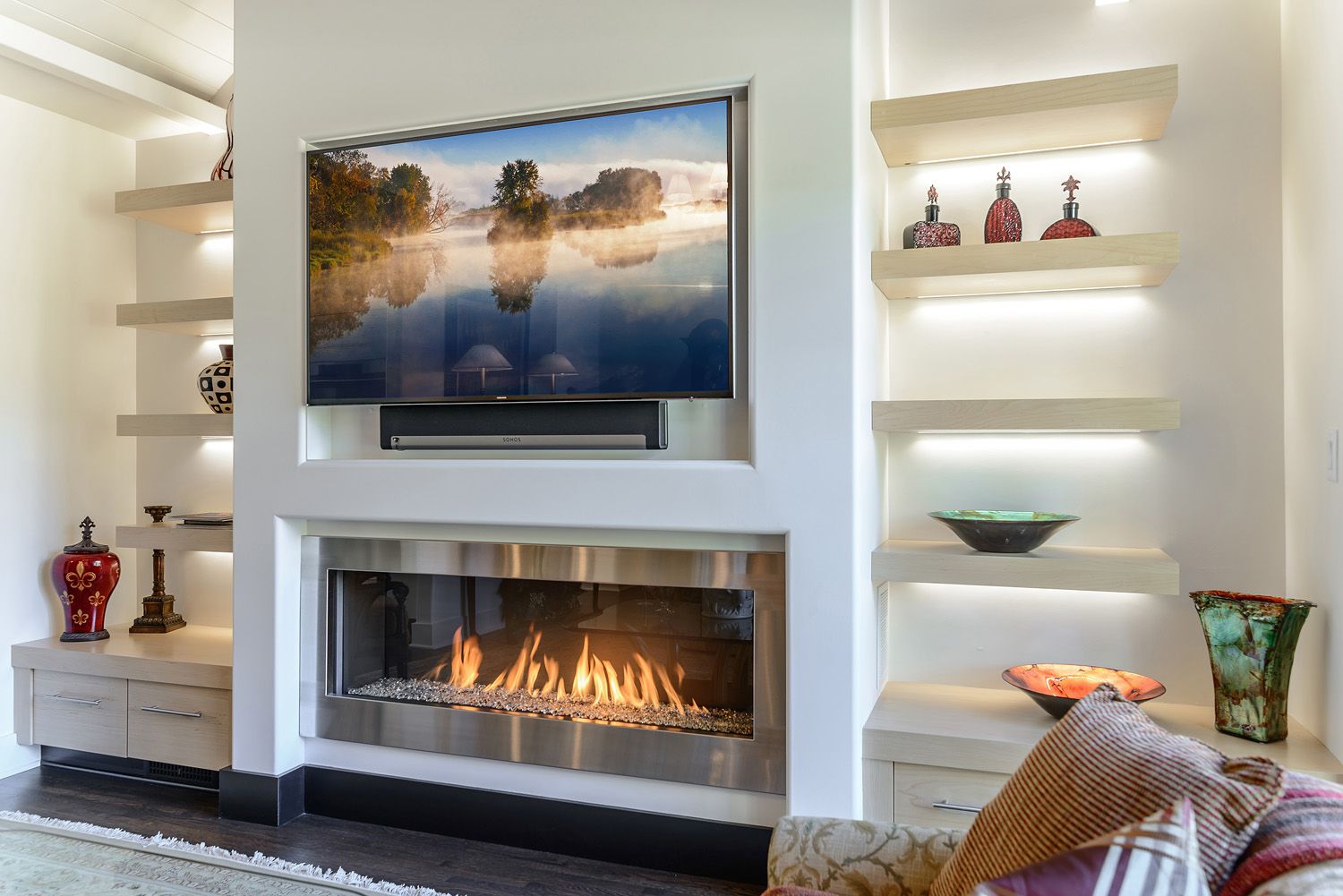 contemporary gas fireplace