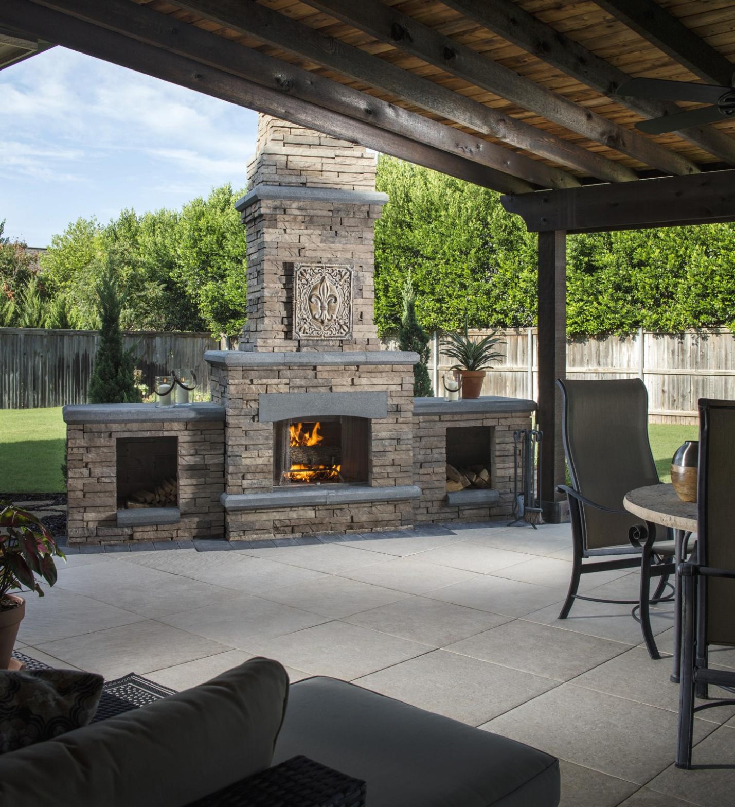 contemporary outdoor fireplace