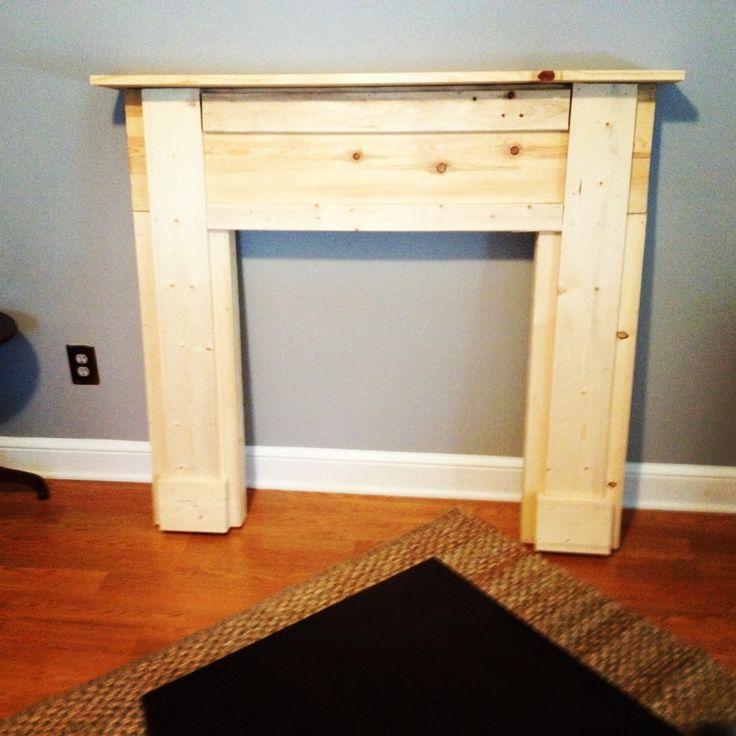 diy wooden fake fireplace mantel