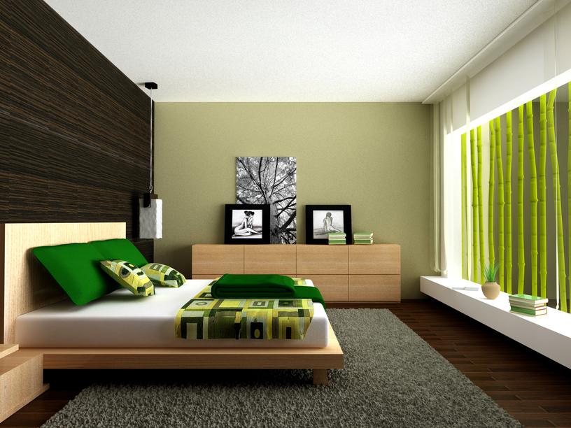 bedroom-with-green-color-theme