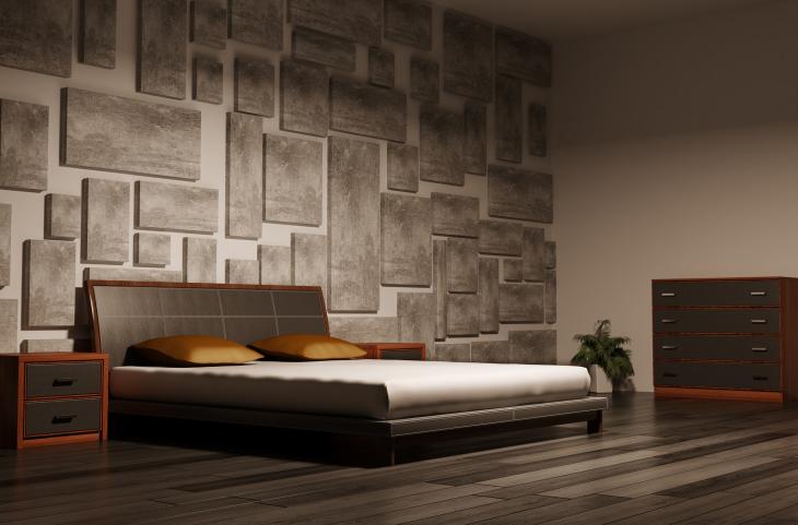 dark-bedroom-with-textured-wall