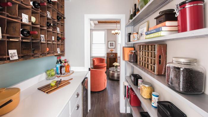 Side kitchen pantry cabinet