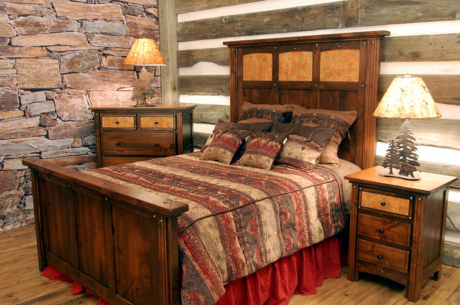 small-space-rustic-bedroom-themes-with-handmade-high-headboard