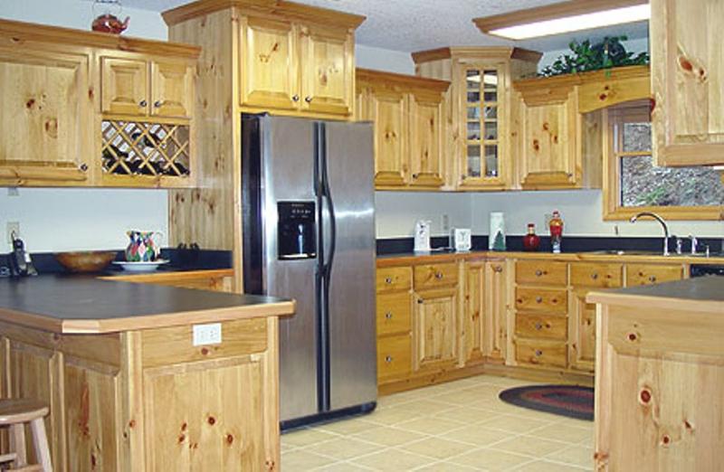 pine kitchen wall cabinet with glass