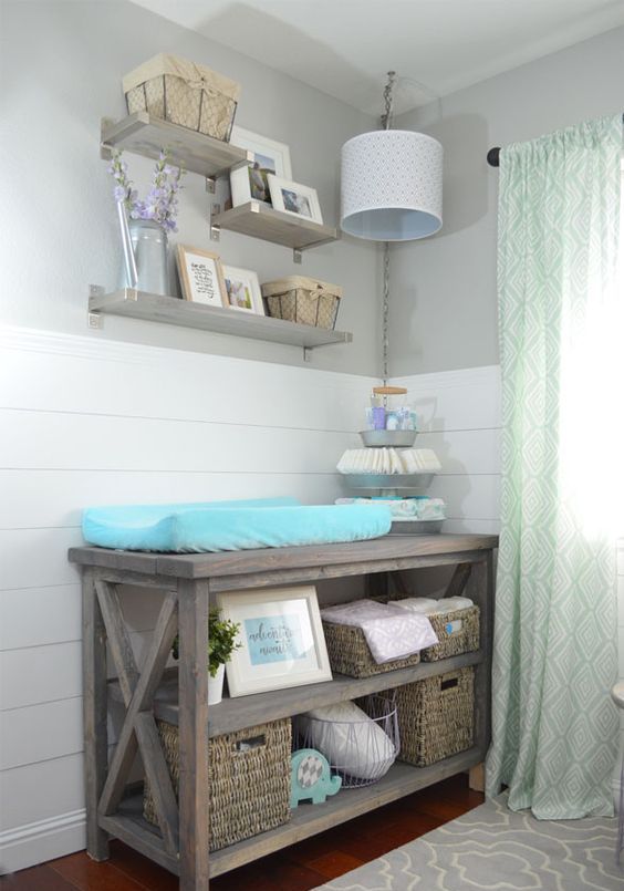 shelves above changing table