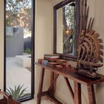 rustic foyer-table-Entry-Beach-with-distressed-wood-board-and-batten