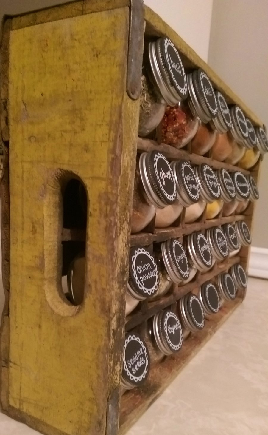 wooden crate spice rack