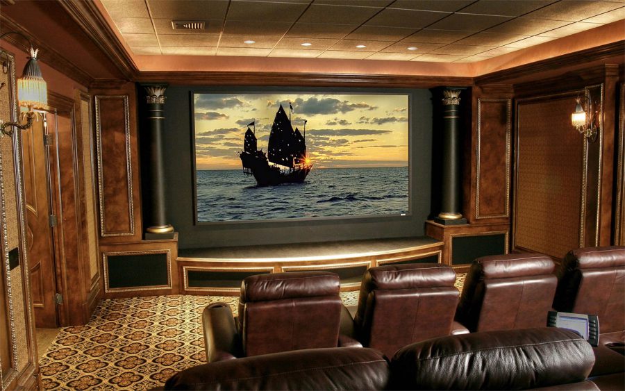 Home Design with Bedroom Home Theater Design