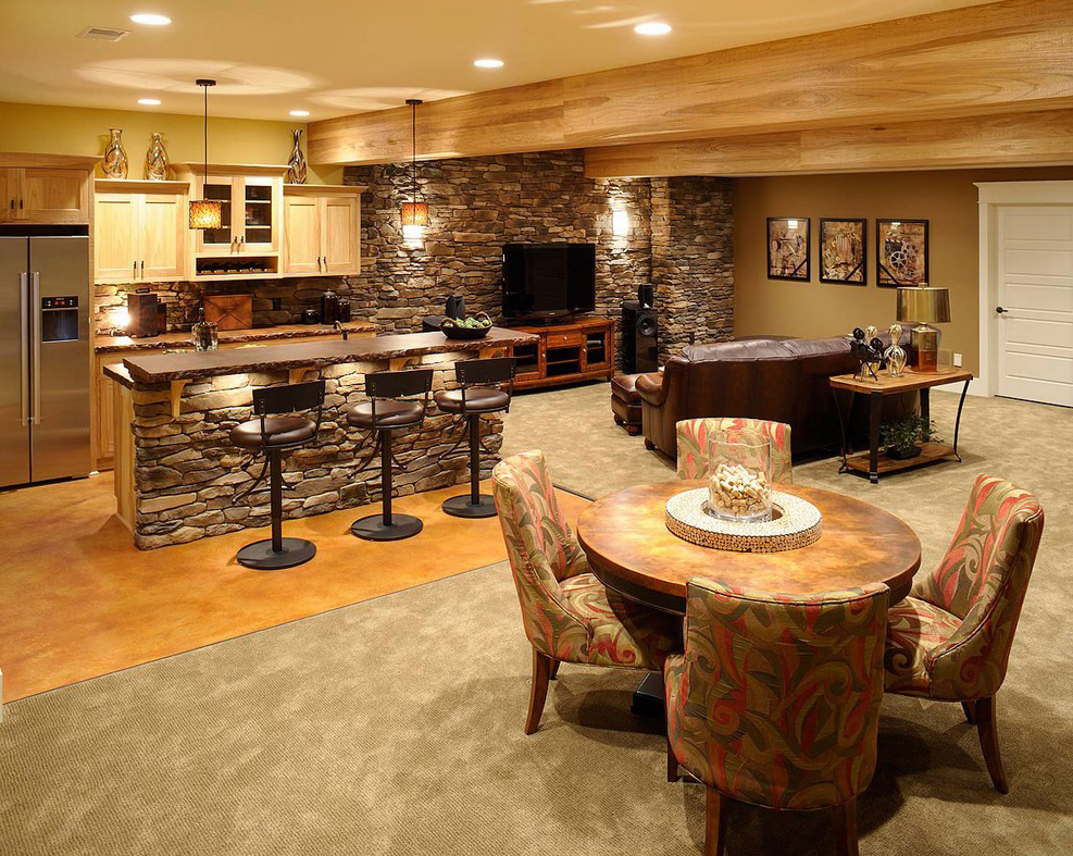 Bar Designs With Dining For Man Cave