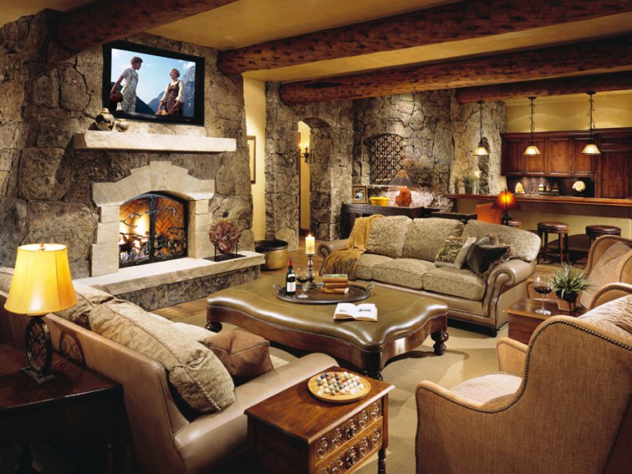 Man Cave Decoration With Fireplace