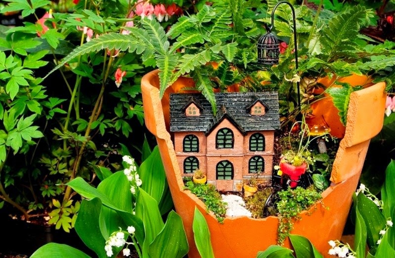 broken clay pot fairy garden