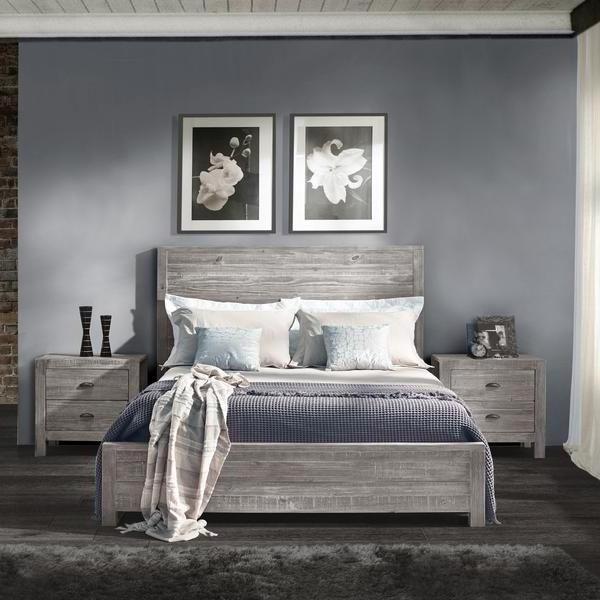 Grey Dark Wood Bedroom Design