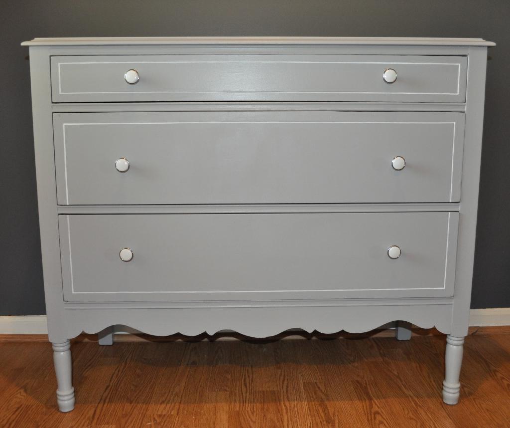 Grey Furniture Dresser Including Cherry Wood Flooring