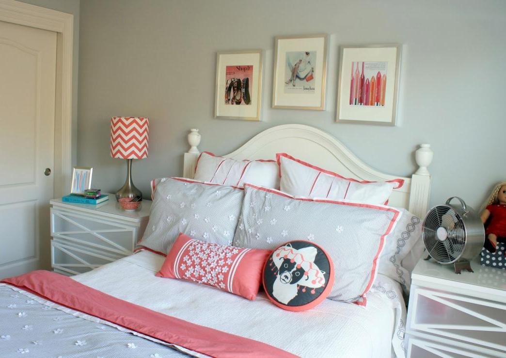 Grey and Coral Bedroom Design Ideas