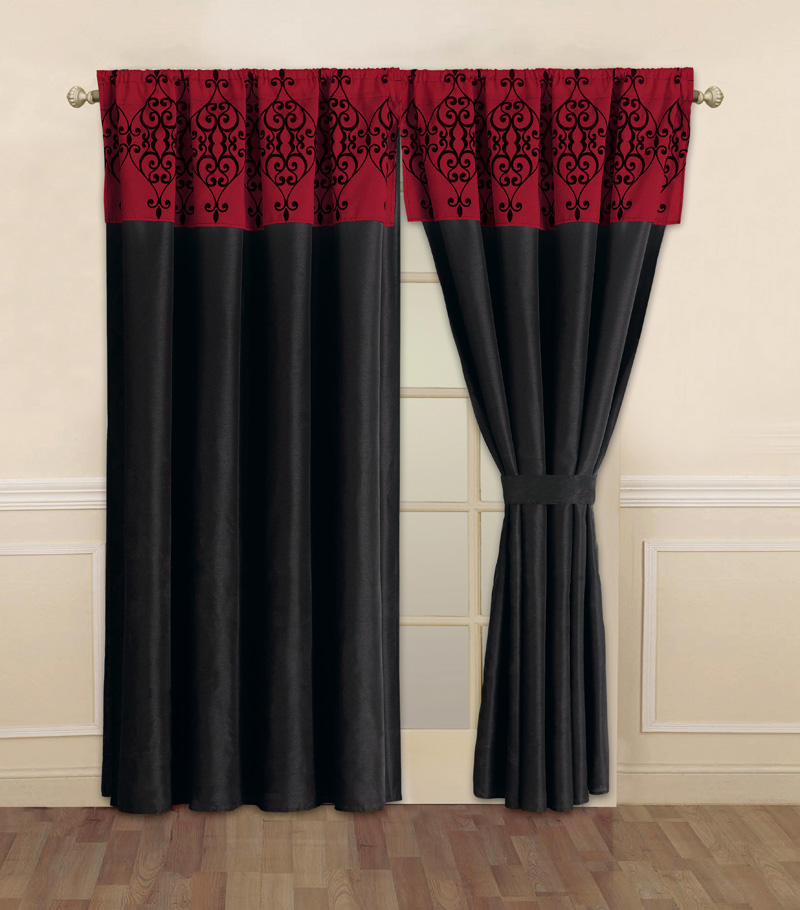 Red And Black Curtains Bedroom.