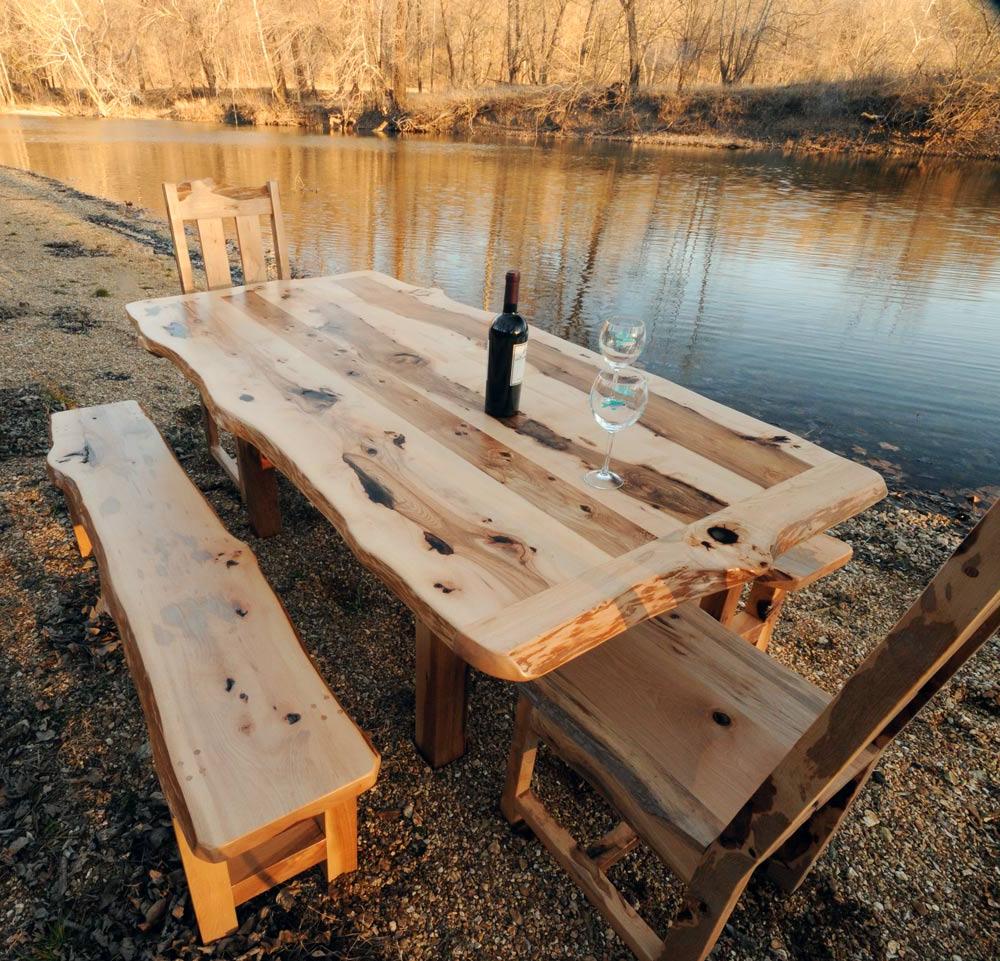 Rustic Outdoor Dining Table Set with Bench