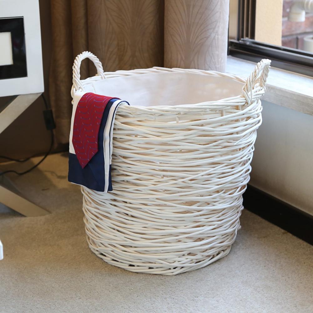 White Woven Laundry Basket