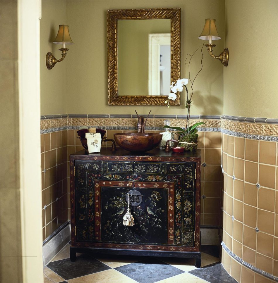 antique small-rustic bathroom cabinet with sink design