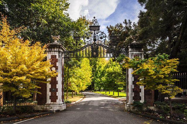 Combined brick fence with forged elements and a magnificent arch