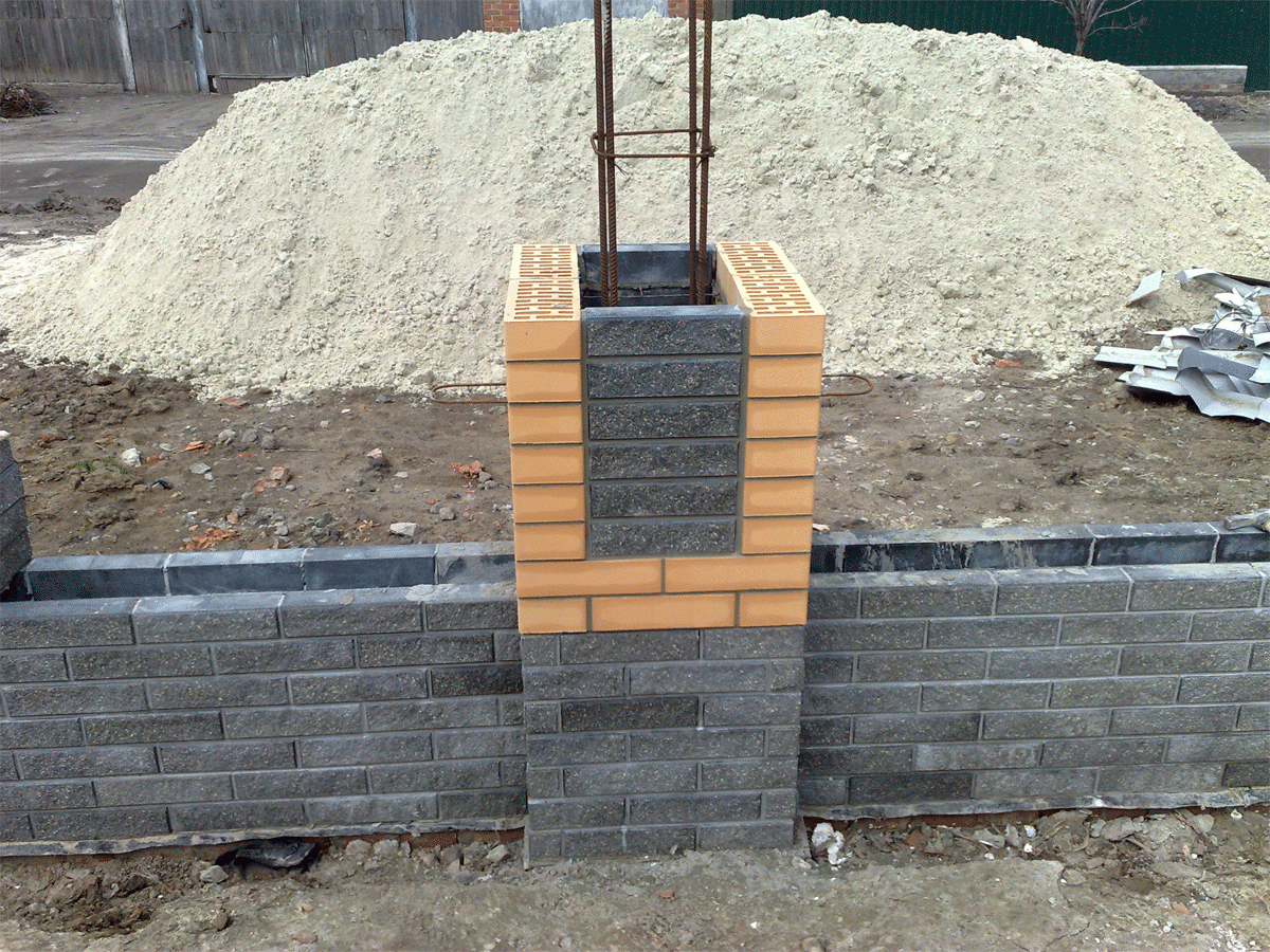 Construction of a brick fence