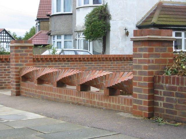 Fence with decorative brickwork