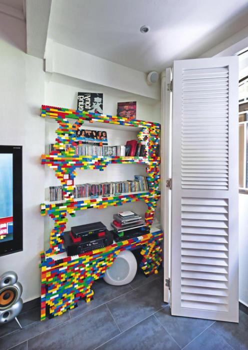 Stylish bookshelf in the style of Lego