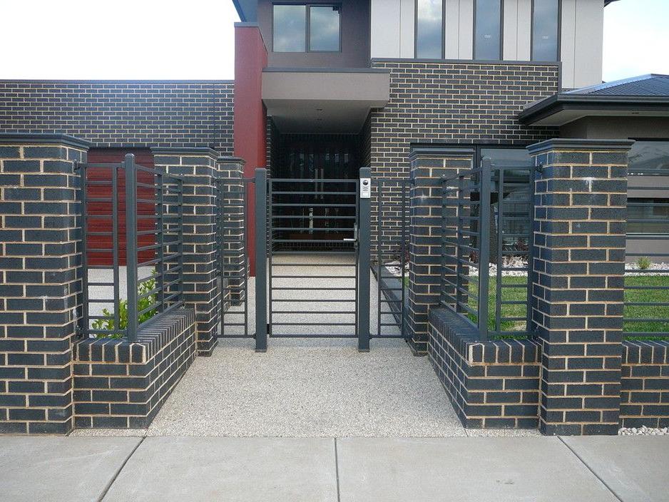 stylish and dark brick fence