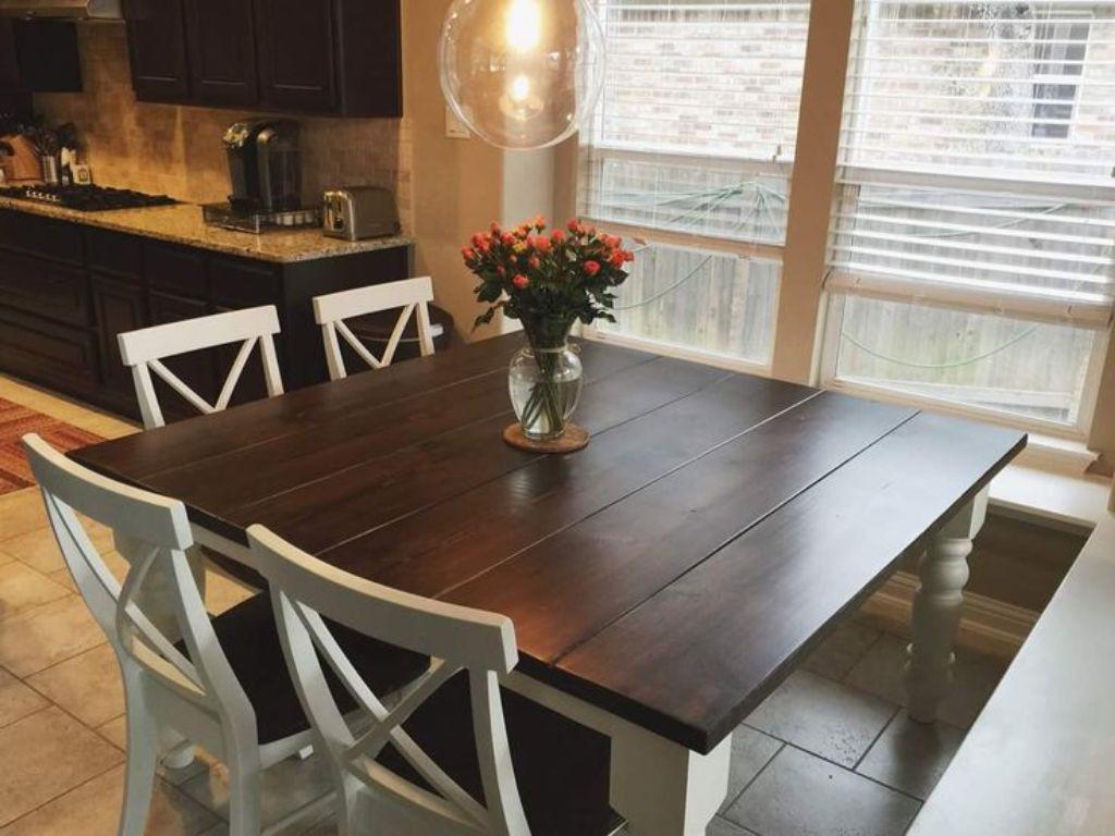 antique farmhouse kitchen table with bench