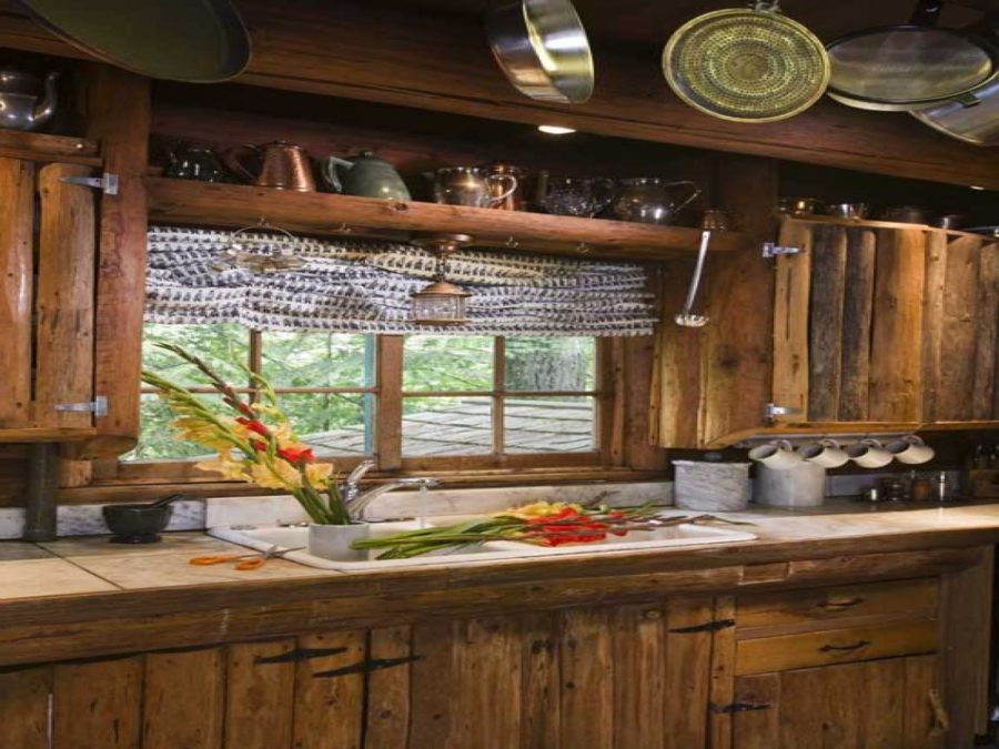 rustic log farmhouse kitchen cabinets