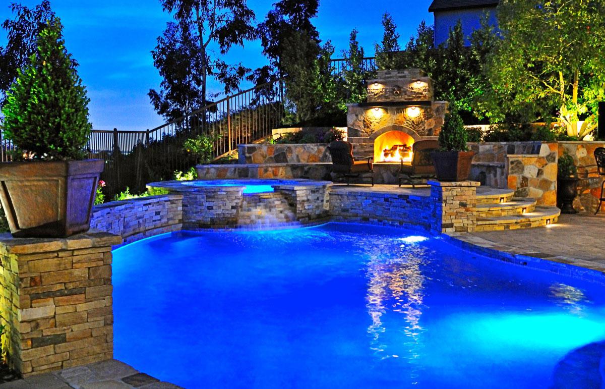 backyard pool and grill designs