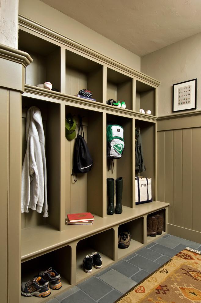 Rustic Built In Closet For Kitchen Entryway