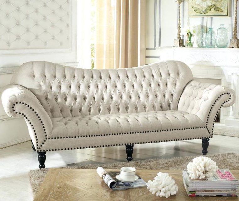 Victorian Style White Sofa For Bedroom