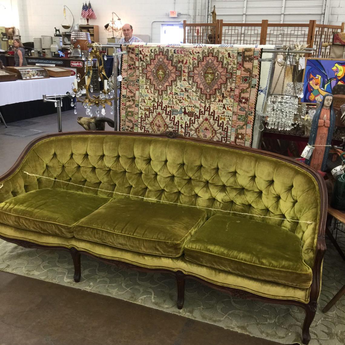 old green sofa