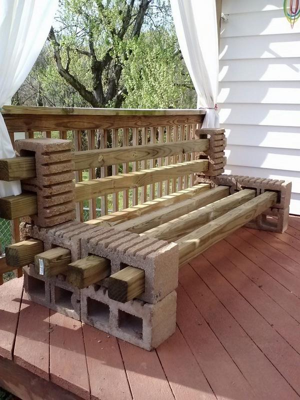 Wood and Brick Bench