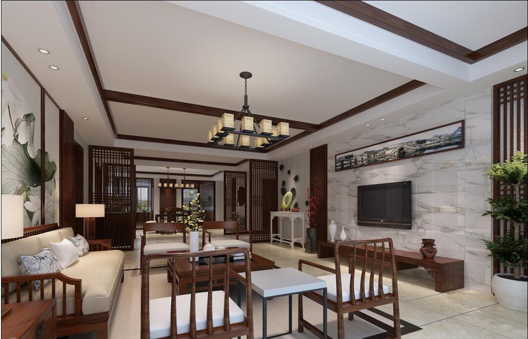 Wooden living room ceiling design