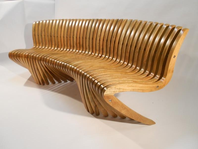 curved wooden bench decorating