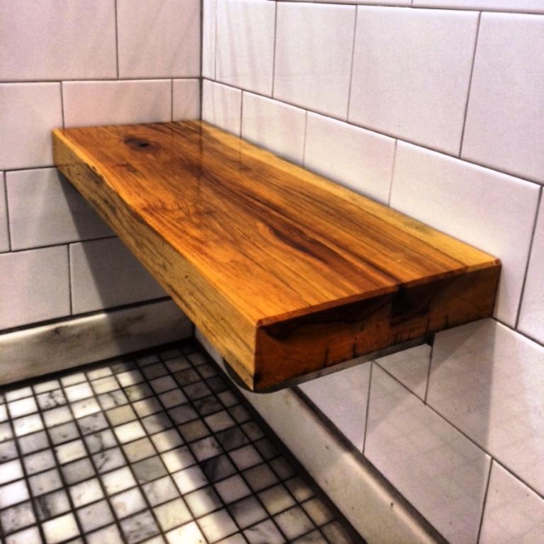 decorative teak shower bench