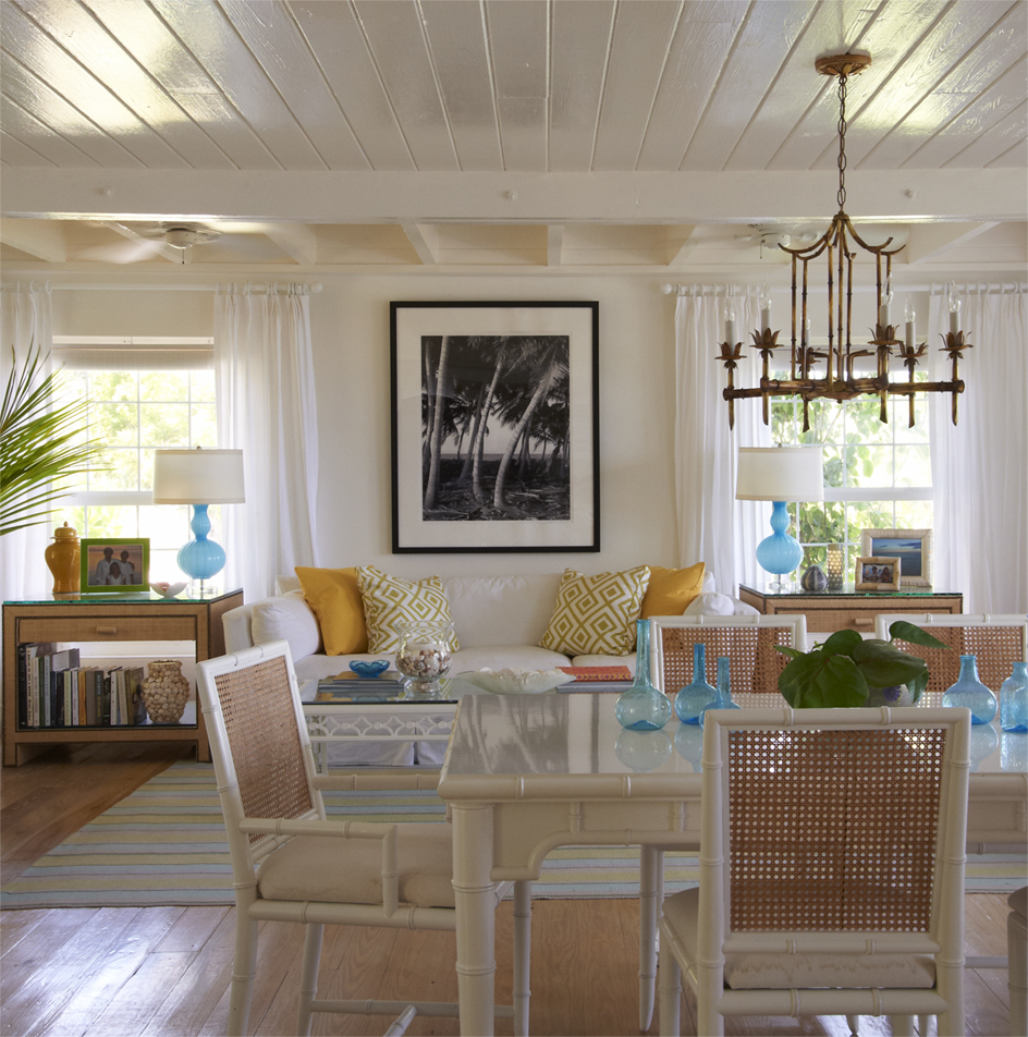 white wood ceiling with vintage pendant lamps