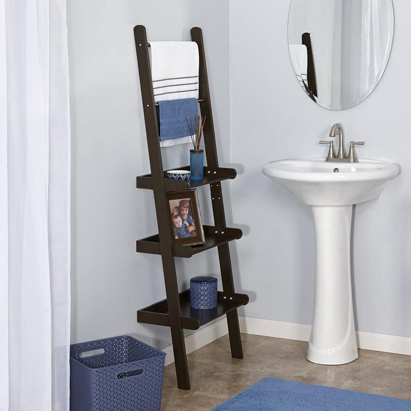 bathroom wall ladder shelf