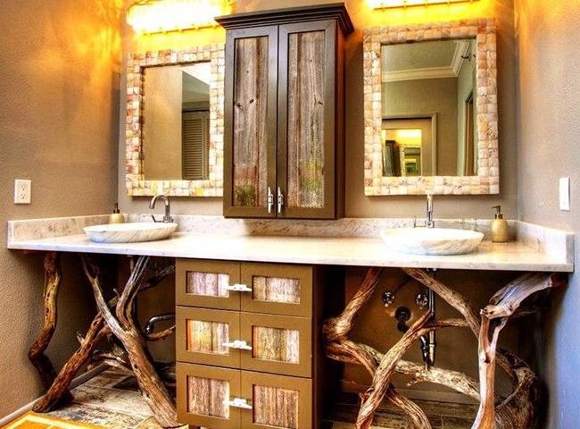 rustic wood bathroom storage cabinets