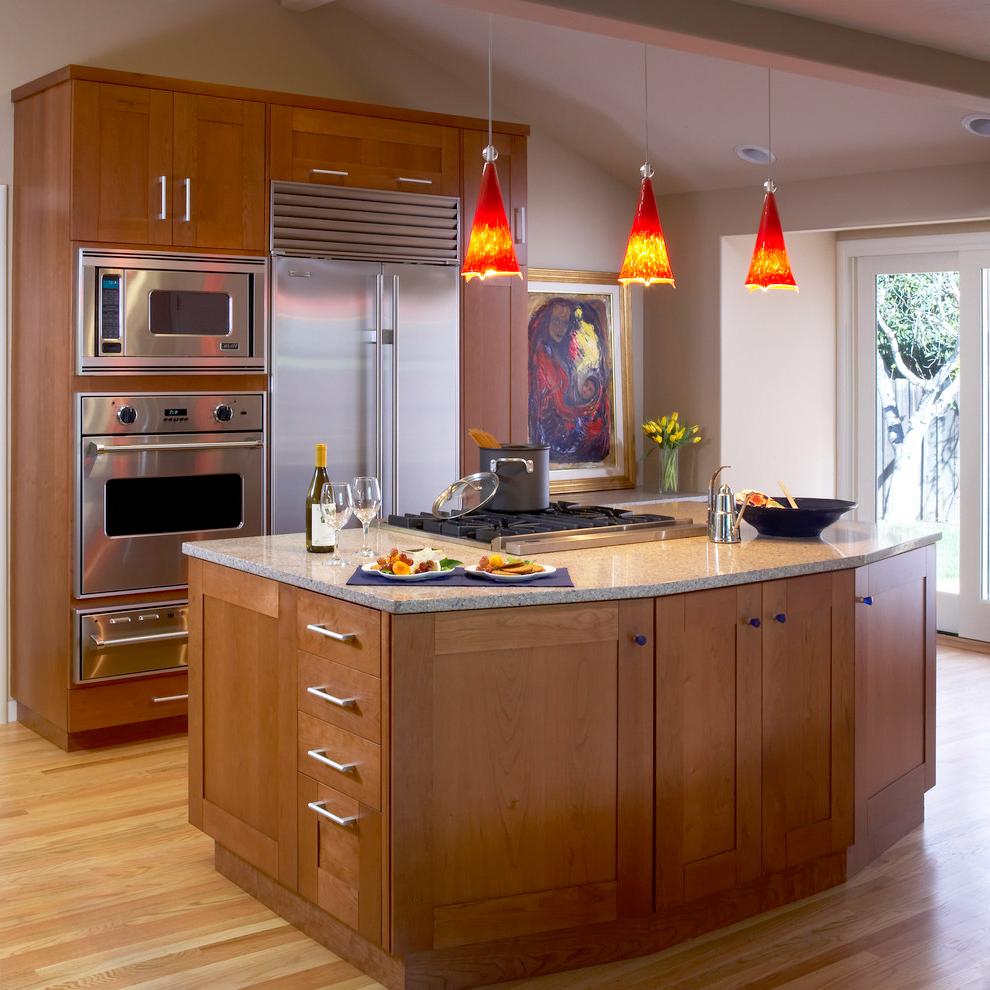 wood kitchen island lights