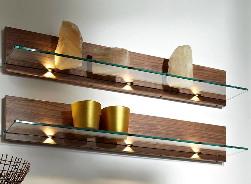 LED Strip Glass Shelves for wall