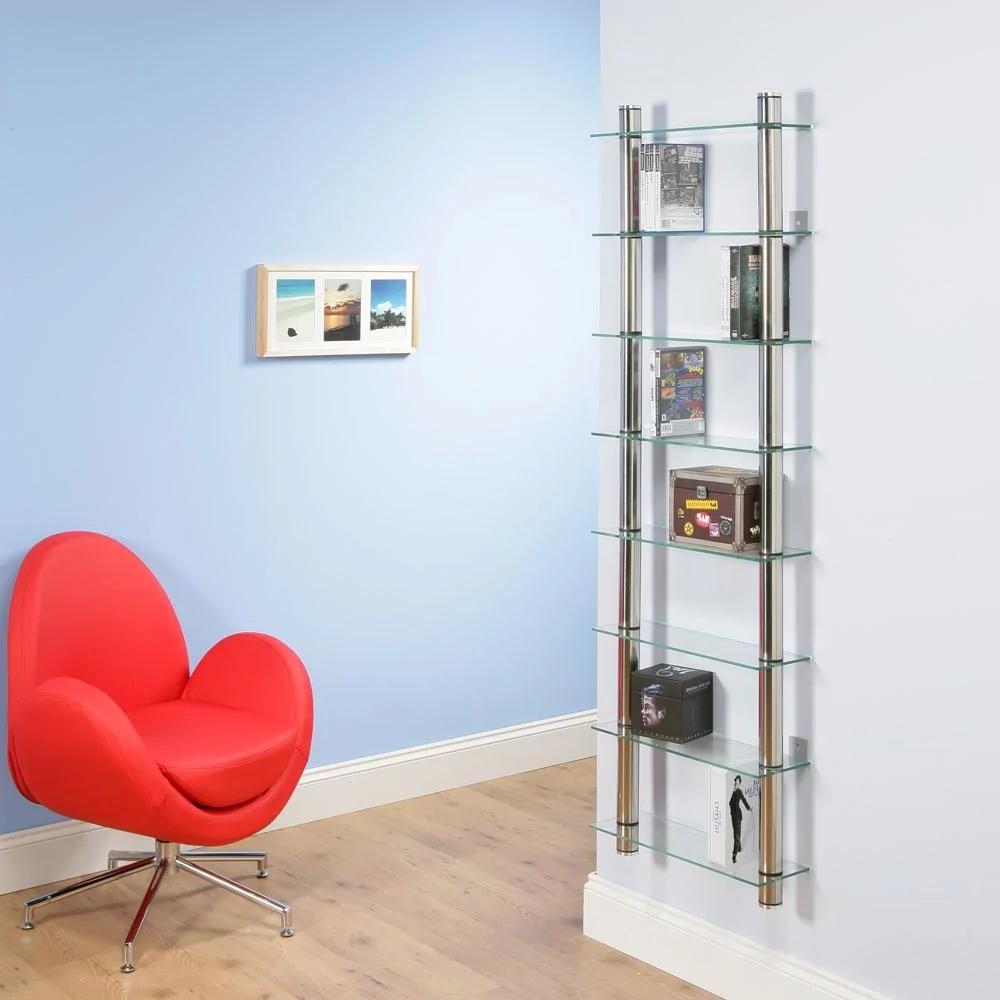 Rack with glass shelves - under the books and photo frames