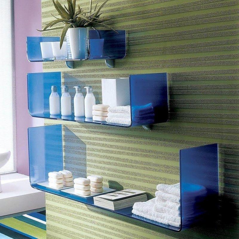 blue glass shelf designs