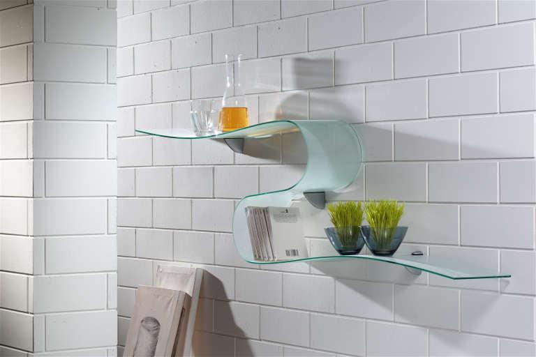 unusual glass shelf for bathroom