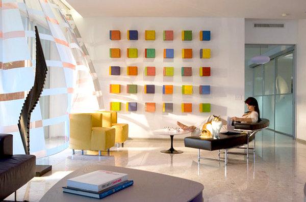 Colorful cubes on the wall